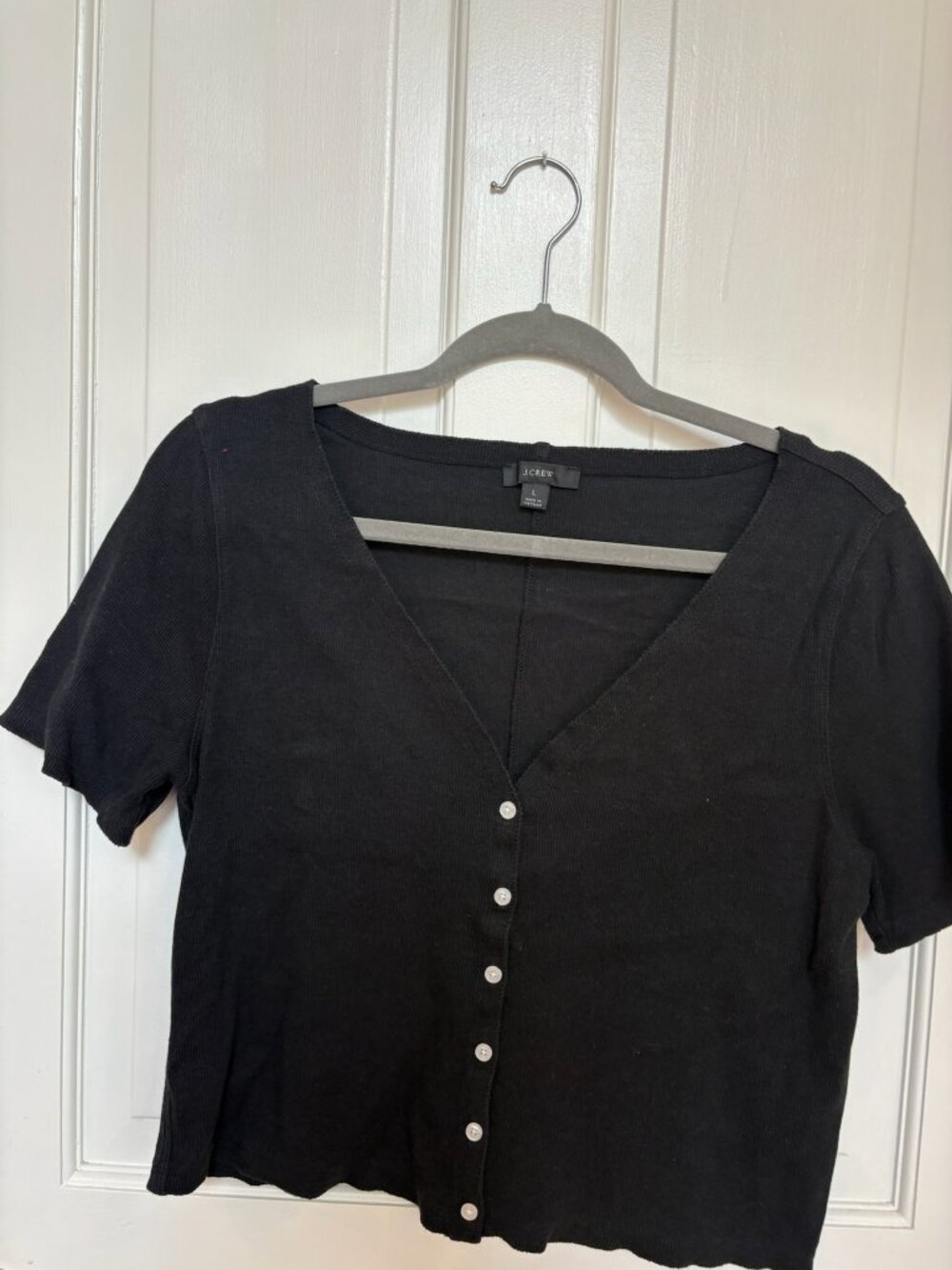 J.Crew Ribbed Short-Sleeve V-Neck Shirt